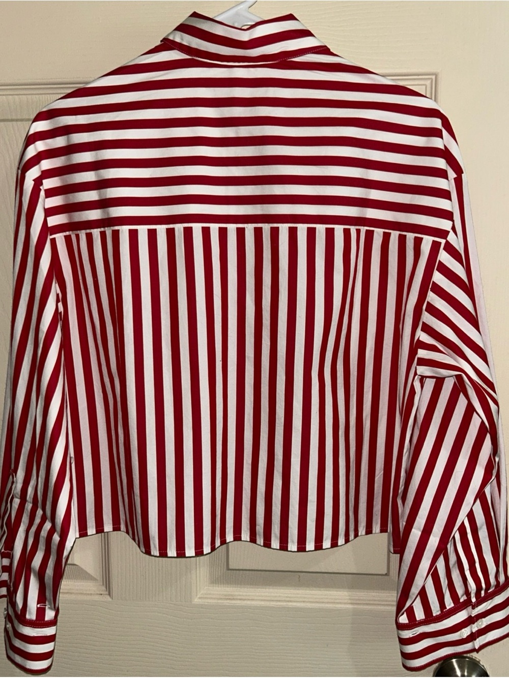 NWT Madewell Straight-Hem Shirt in Cotton Poplin Red Stripe XS - Picture 7 of 8